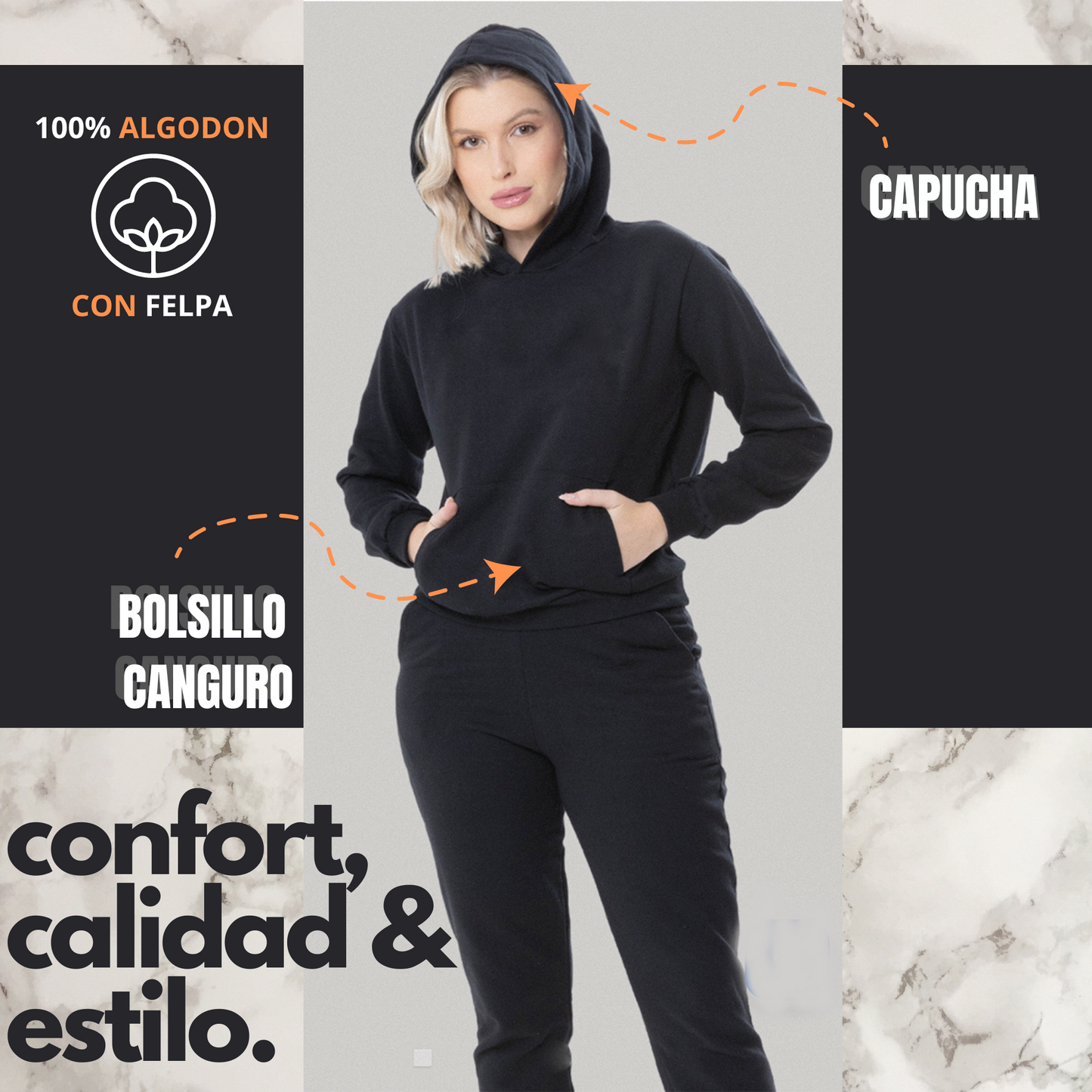 Canguro Deportivo Femenino Hoodie Básico Uruguay
