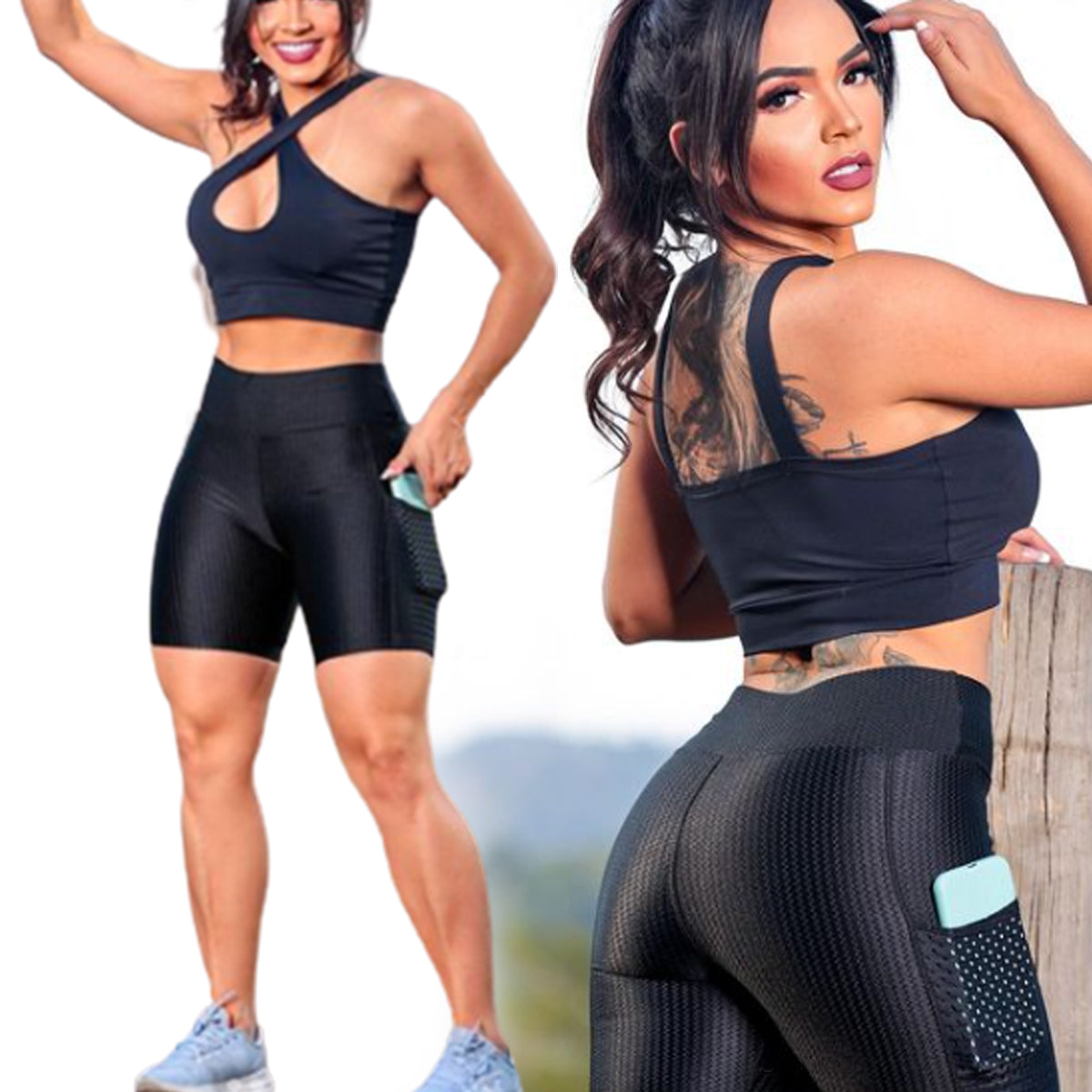 Short Biker con Bolsillo Calza Legging Calidad Premium Uruguay
