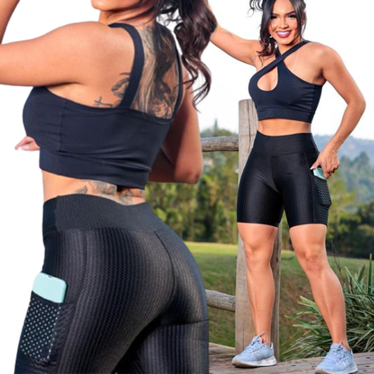 Short Biker con Bolsillo Calza Legging Calidad Premium Uruguay