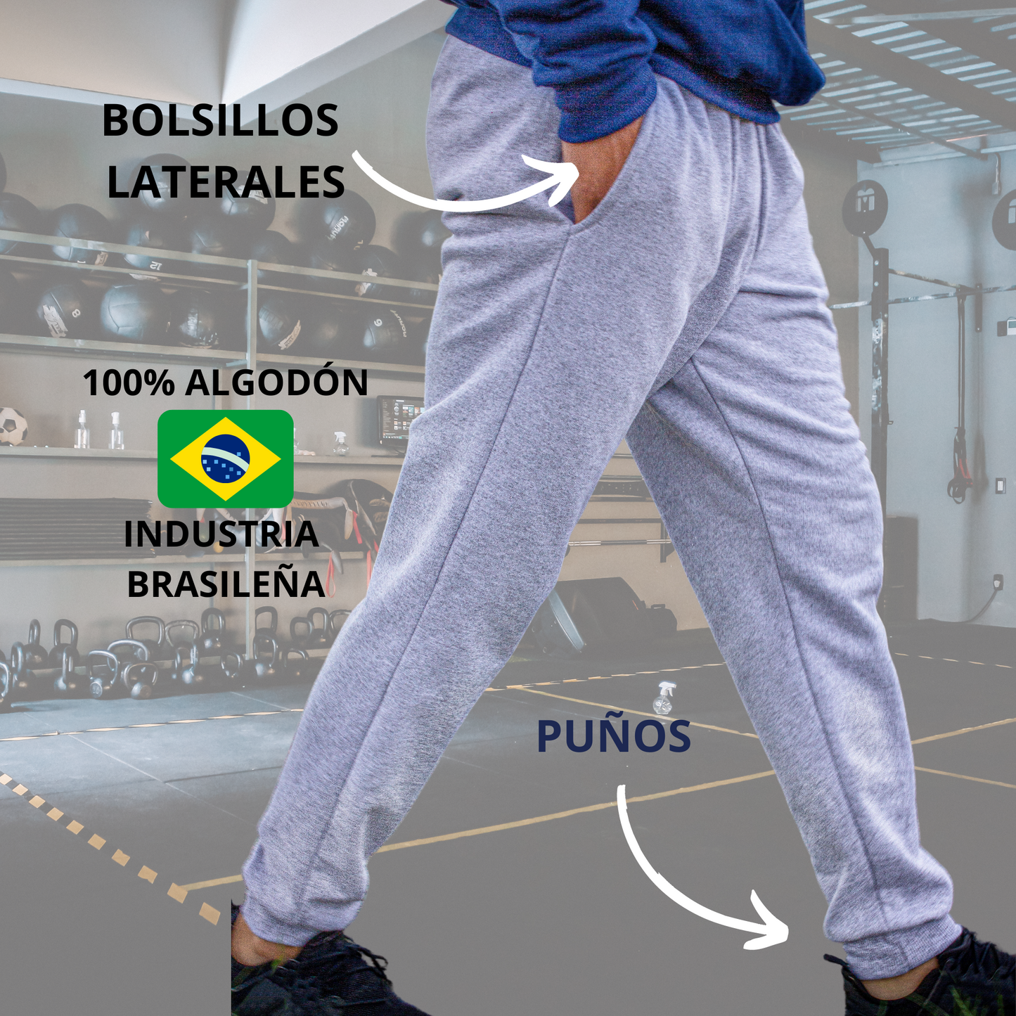 Pantalón Jogger Deportivo con Puño para Hombre Jogging Básico Calidad Cotton con Felpa - Uruguay